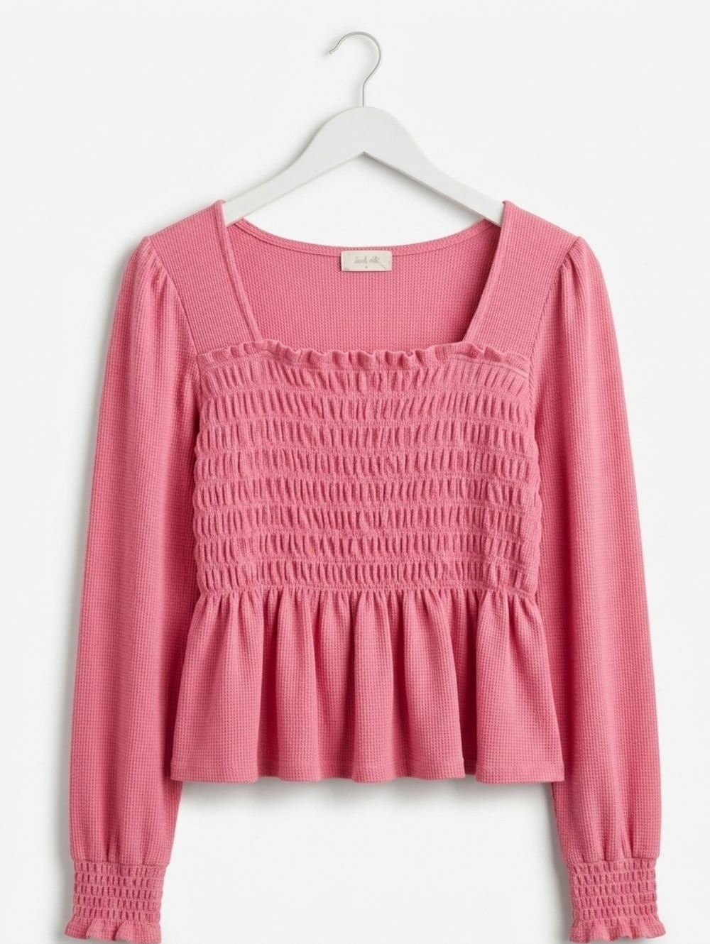 Altar'd State Rose Pink Smocked Peplum Shirt